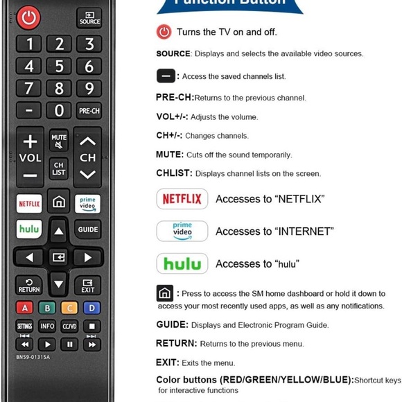 Gvirtue BN59-01315A BN59-01315D Replacement for Samsung Remote Control and Smart - Picture 4 of 5